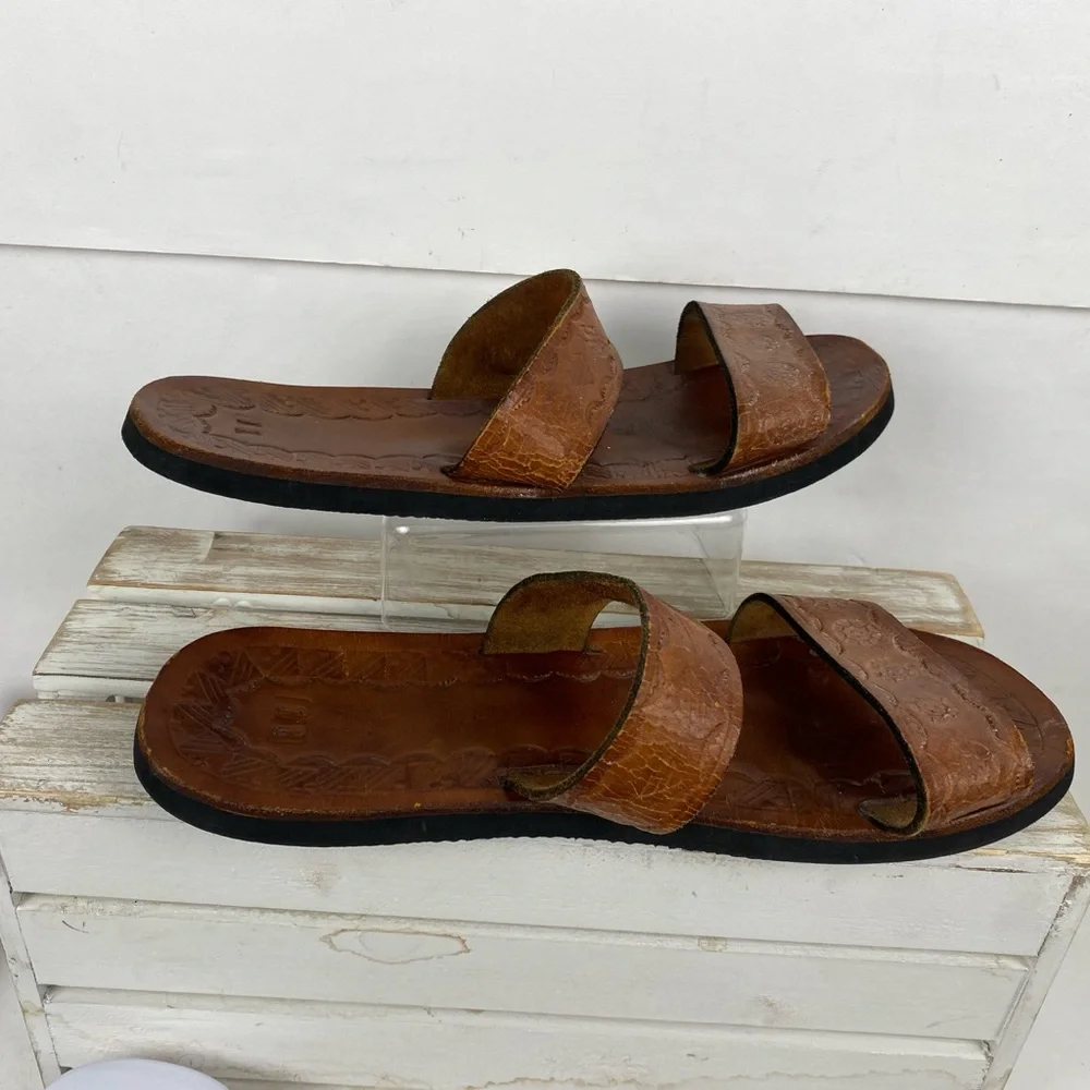 Men’s leather slip on sandals size 11.